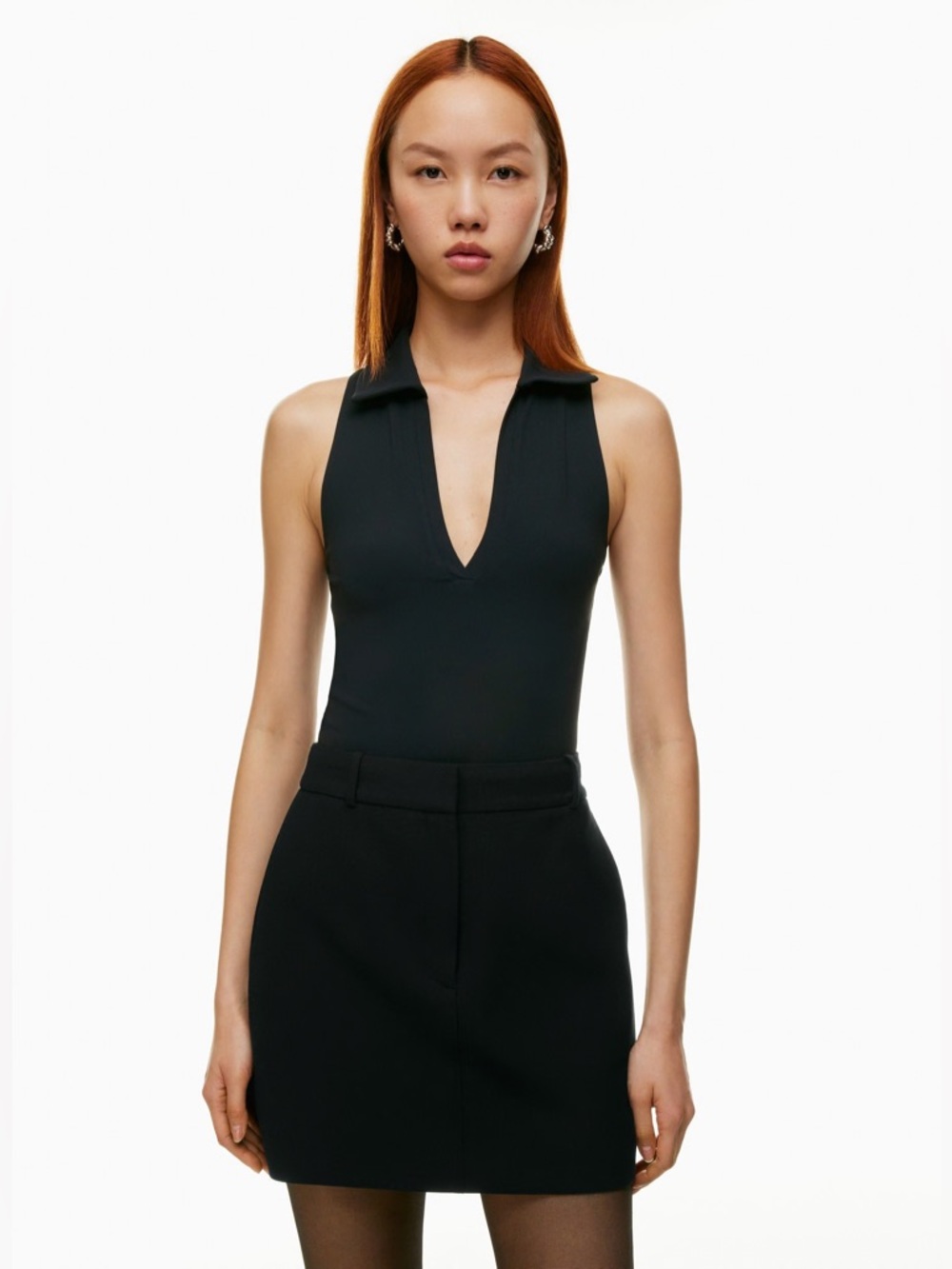 Aritzia Babaton Contour Polo Tank Black Size Large